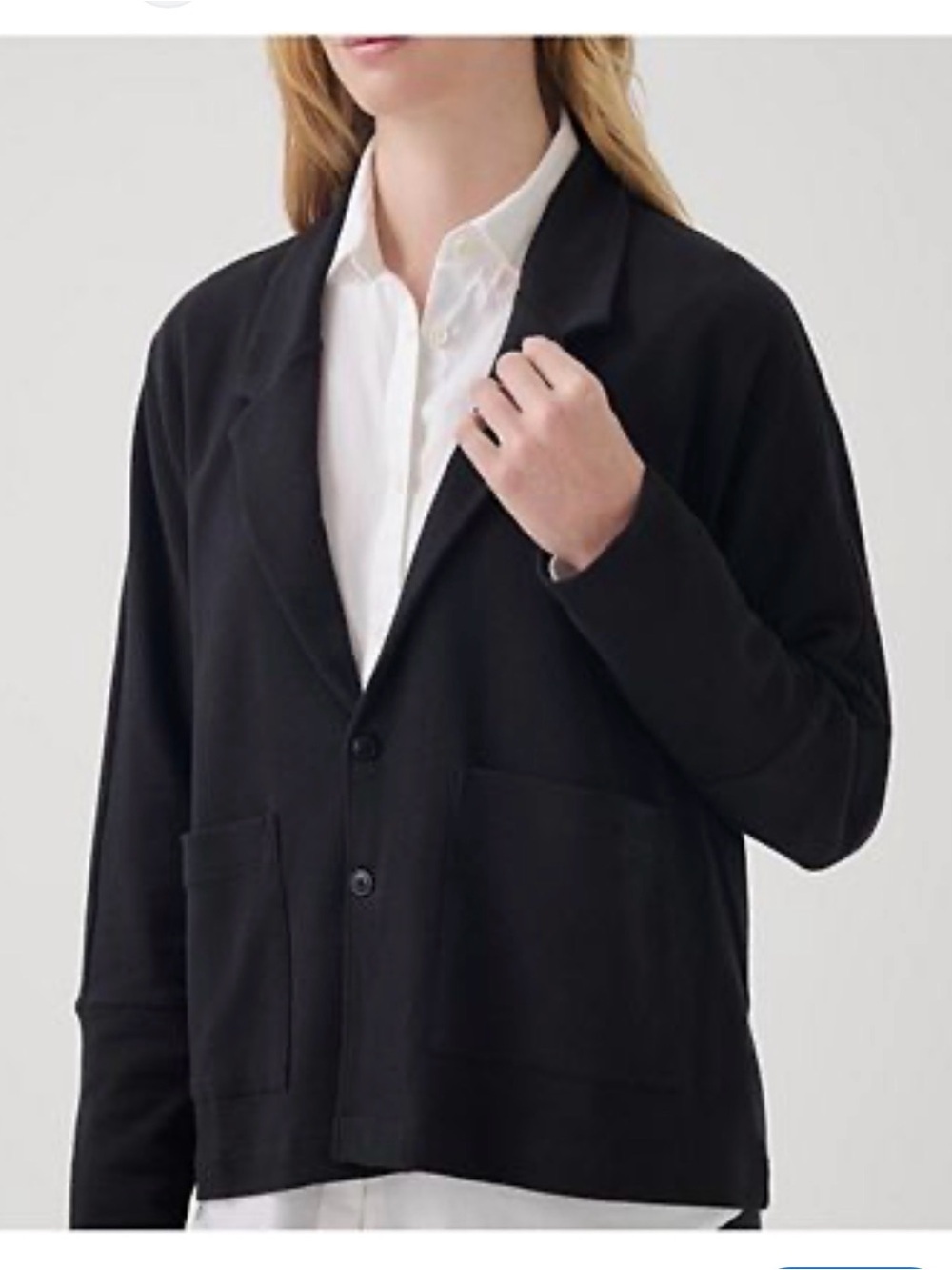 Pact Organic Cotton Black Jersey Knit Blazer S Academia Preppy Travel Comfy